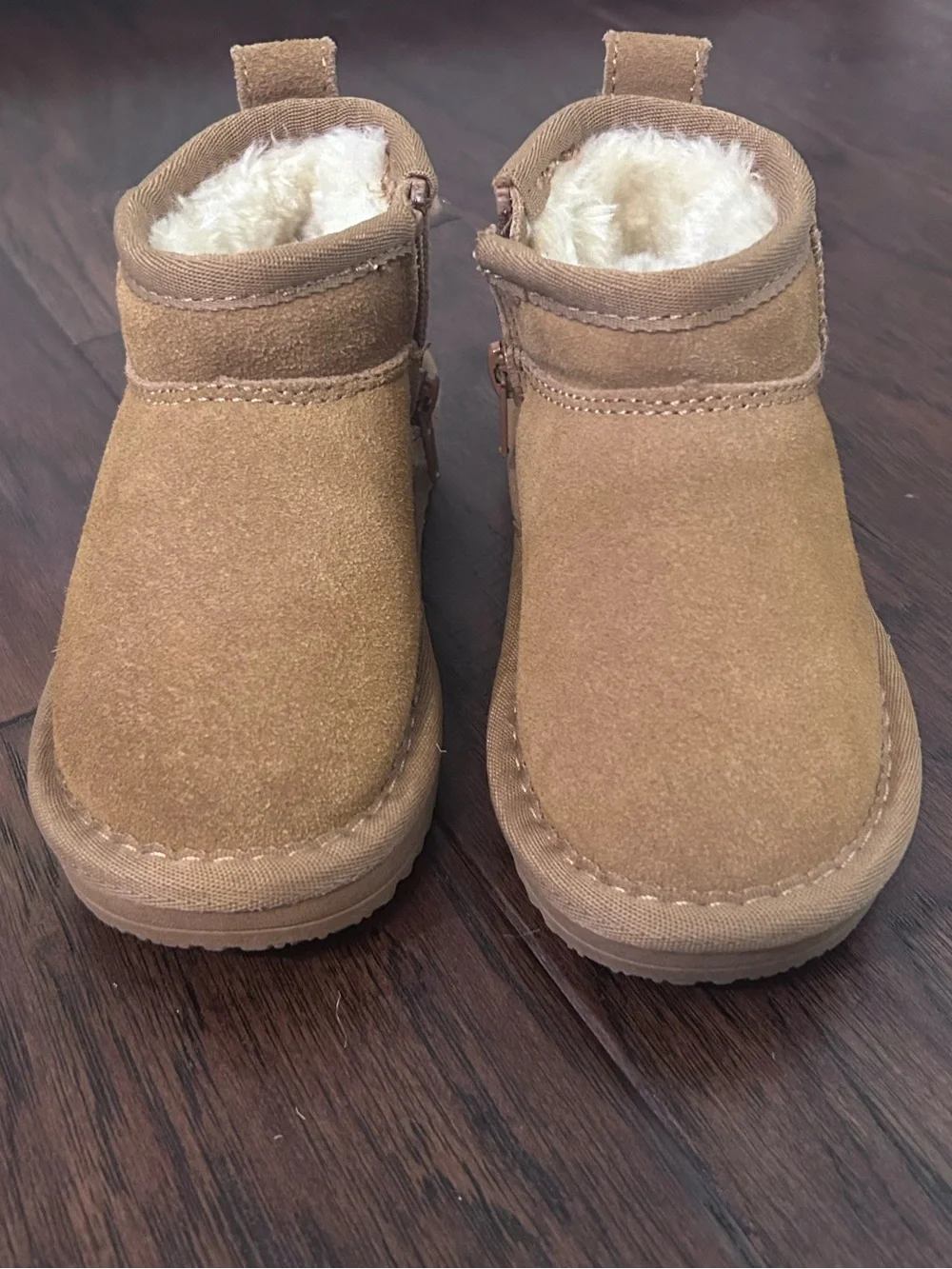 PROJECT CLOUD Kids Suede Fleece-Lined Ankle Boots - Tan